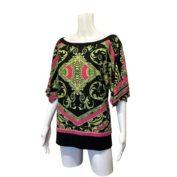 Joseph Ribkoff Bright Pattern Top Size 6 - Picture 5 of 7